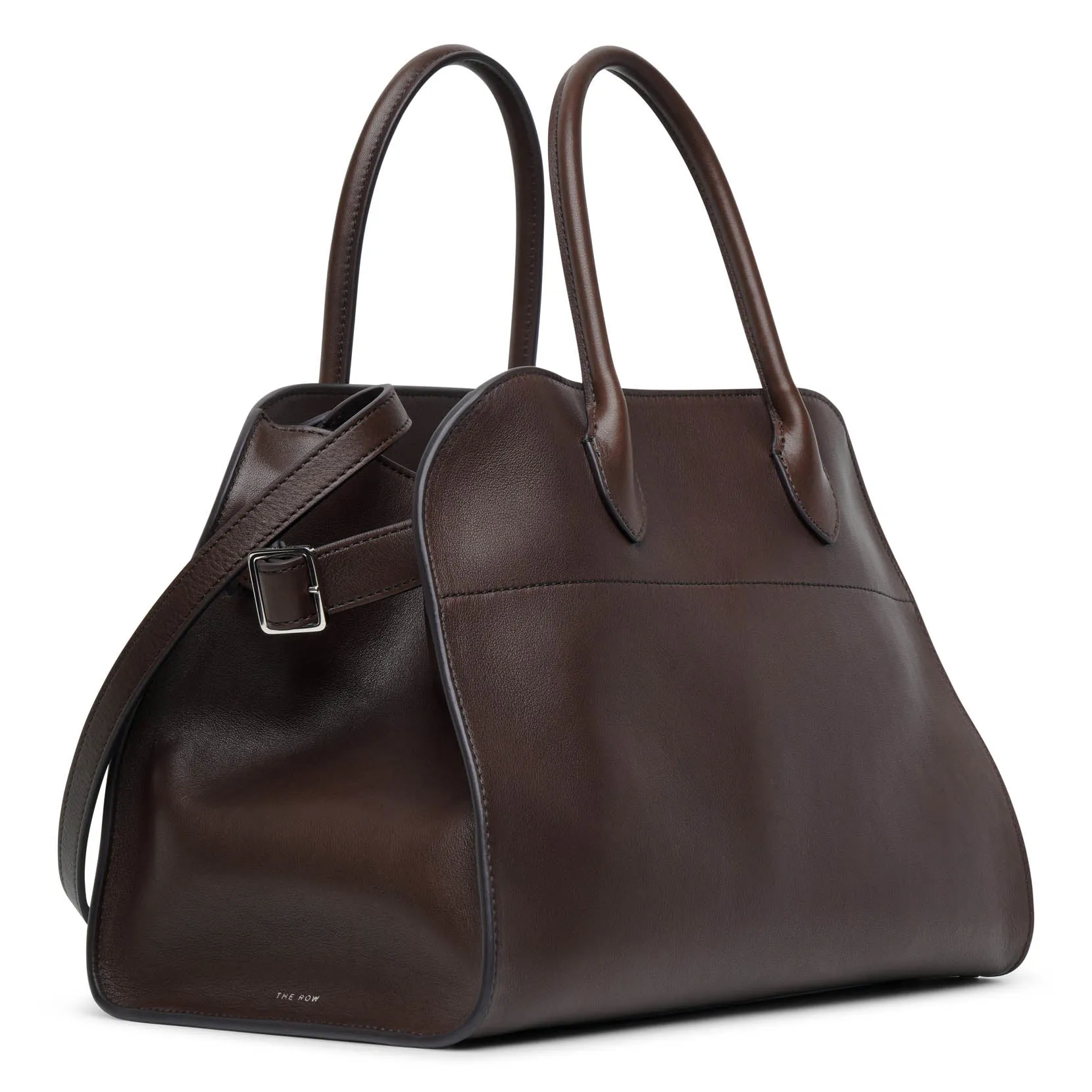 The Row Soft Margaux 12 dark brown leather bag