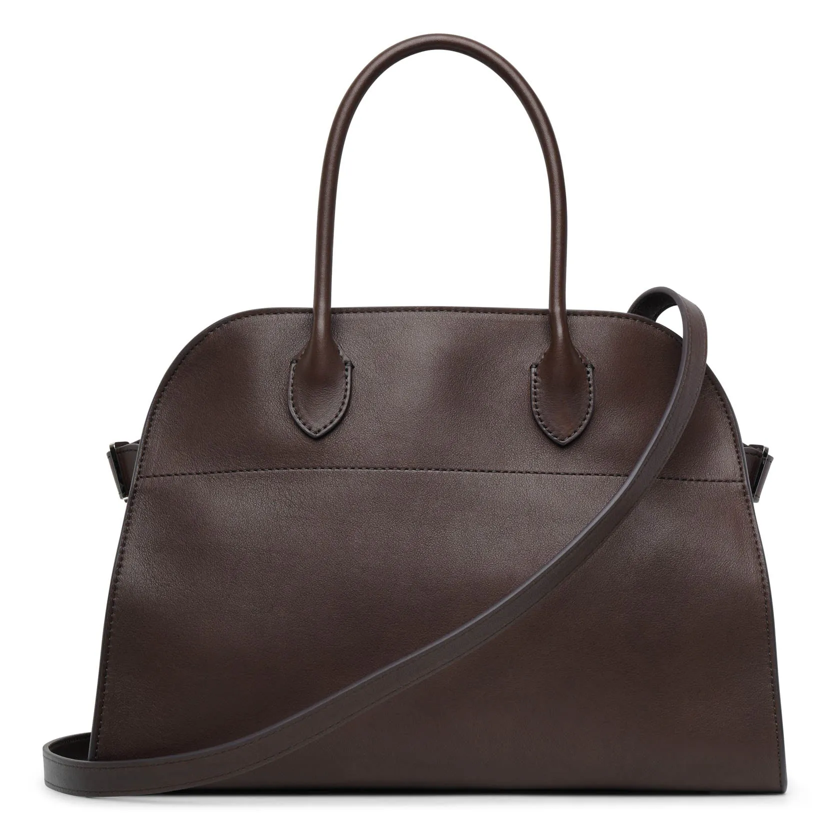 The Row Soft Margaux 12 dark brown leather bag