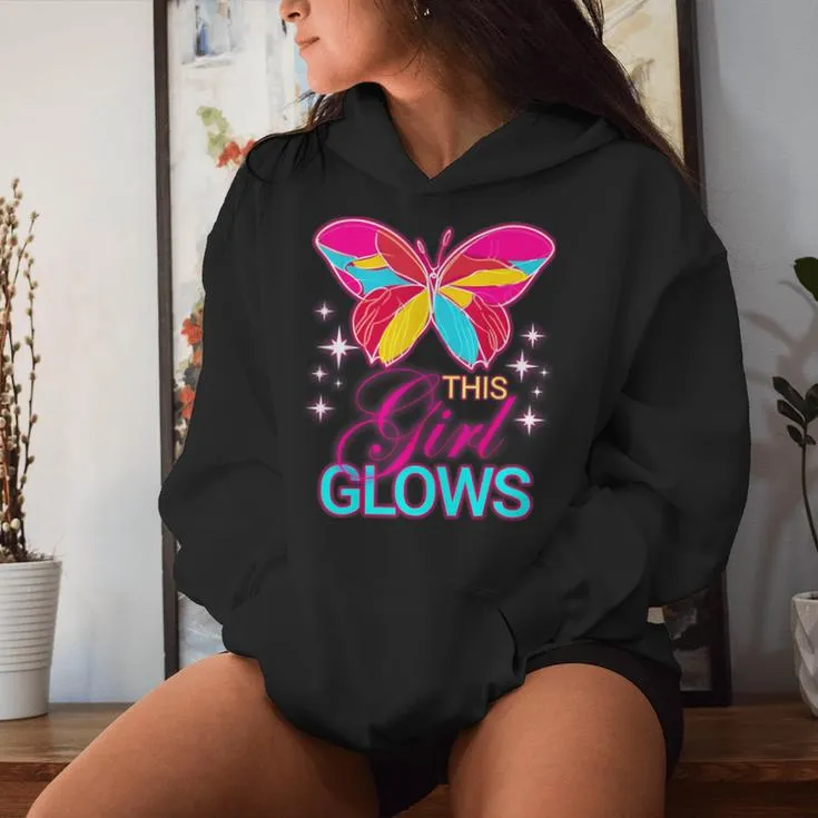 This Girl Glows Cute Girl Woman Tie Dye 80S Party Team Women Hoodie