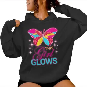 This Girl Glows Cute Girl Woman Tie Dye 80S Party Team Women Hoodie