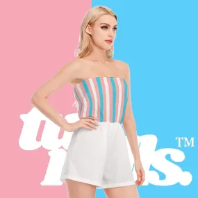 Trans Coloured Candy Stripe Tube-Top Short Romper