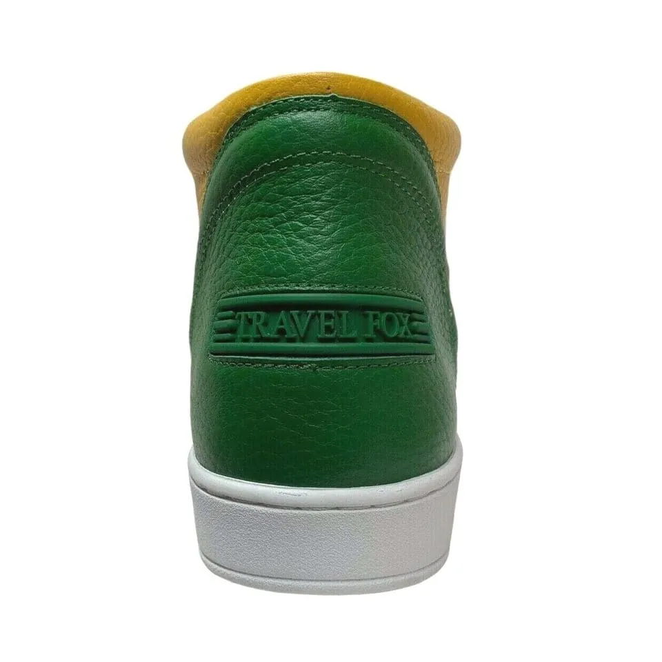 Travel Fox Cancun Men's Red/Green/Yellow Leather Mid Top Sneakers 916103-33