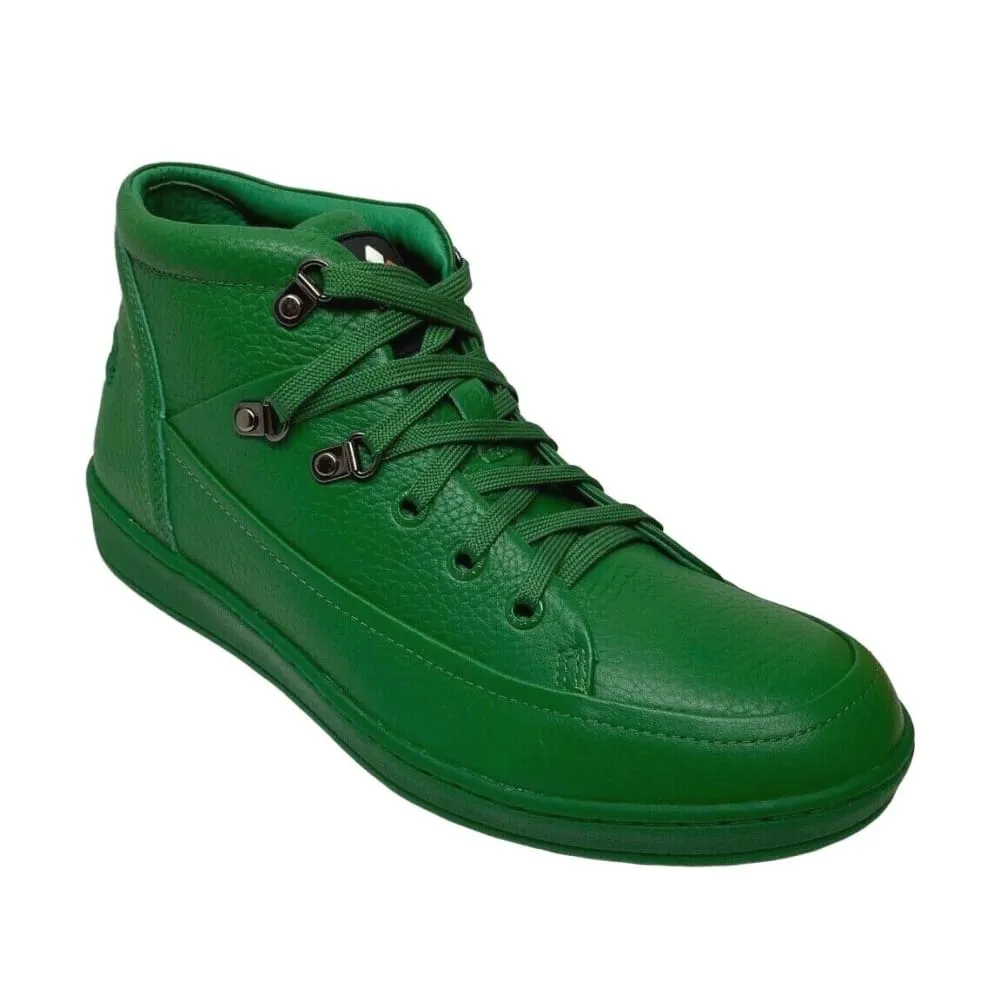 Travel Fox Men's Green Nappa Leather Mid Top Sneakers 916103-120