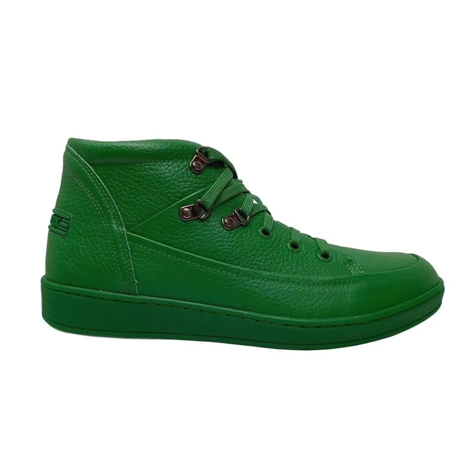 Travel Fox Men's Green Nappa Leather Mid Top Sneakers 916103-120