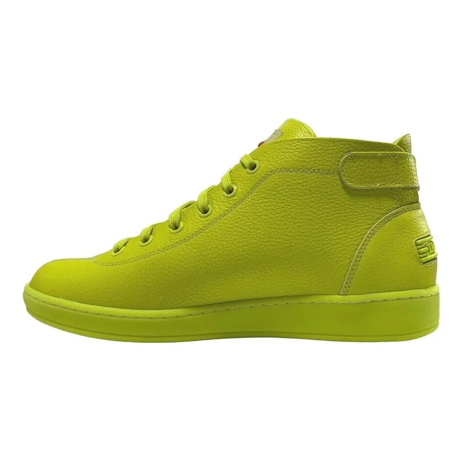 Travel Fox Men's Neon Green Nappa Leather Mid Top Sneakers 915601-39