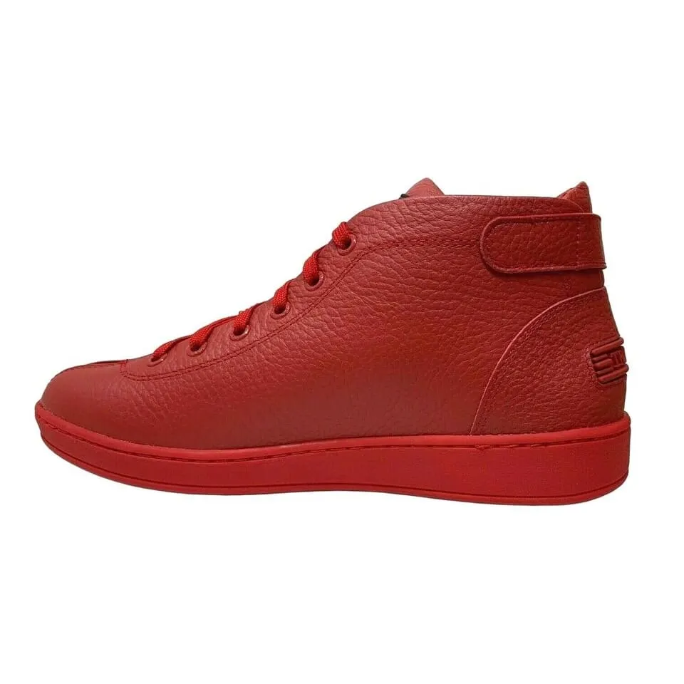 Travel Fox Men's Red Nappa Leather Mid Top Sneakers 915601-04