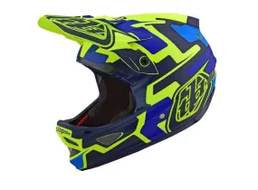 Troy Lee Designs D3 Fiberlite Full Face Helmet - Speedcode - Yellow-Blue