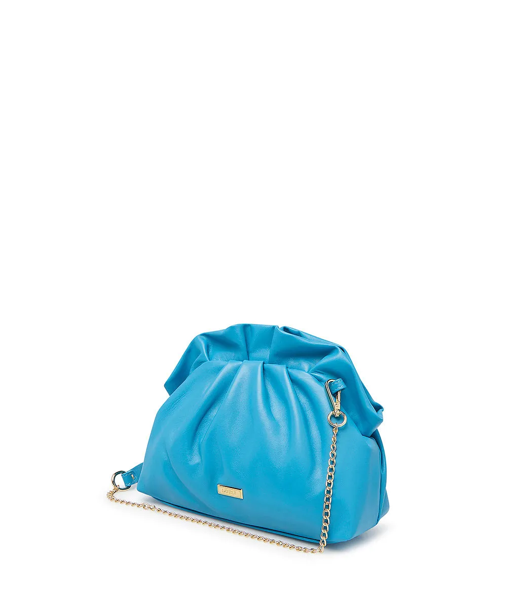 Turquoise leather clutch bag