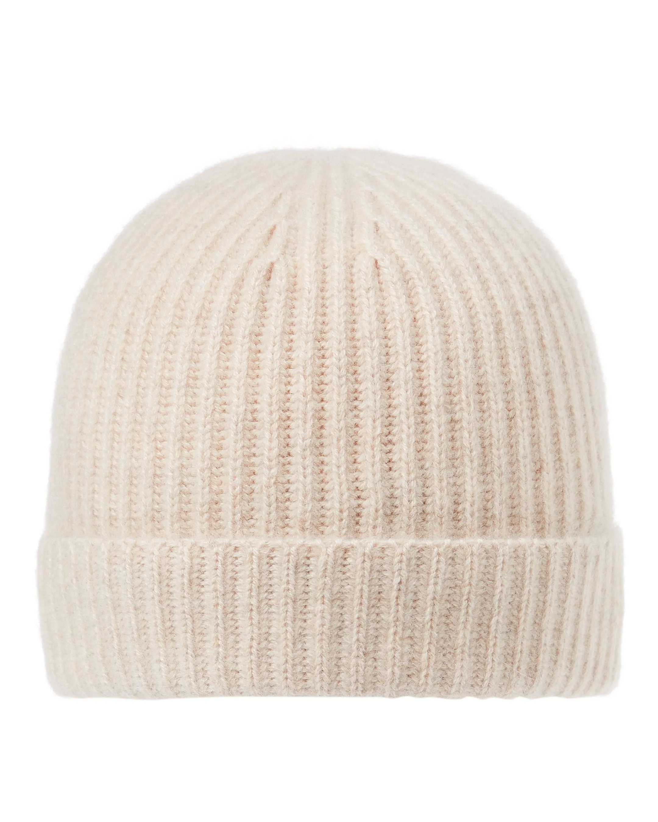 Unisex Ribbed Cashmere Hat Heather Beige Brown