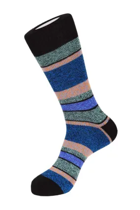 Unsimply Stitched    Double Stripe Boot Socks Blue Black Multi