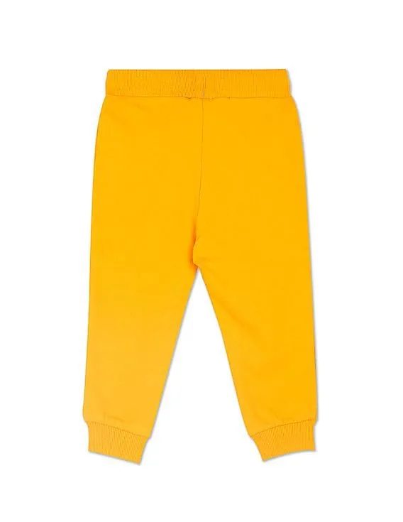 U.S. Polo Assn. Kids Girls Yellow Mid Rise Solid Joggers