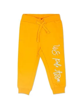 U.S. Polo Assn. Kids Girls Yellow Mid Rise Solid Joggers