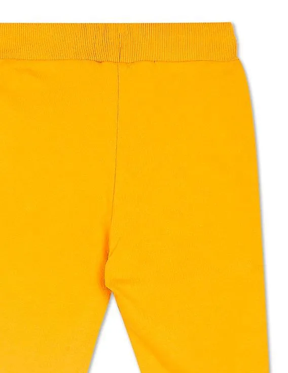 U.S. Polo Assn. Kids Girls Yellow Mid Rise Solid Joggers