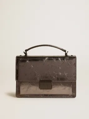 Venezia Bag in anthracite-gray metallic leather with black details