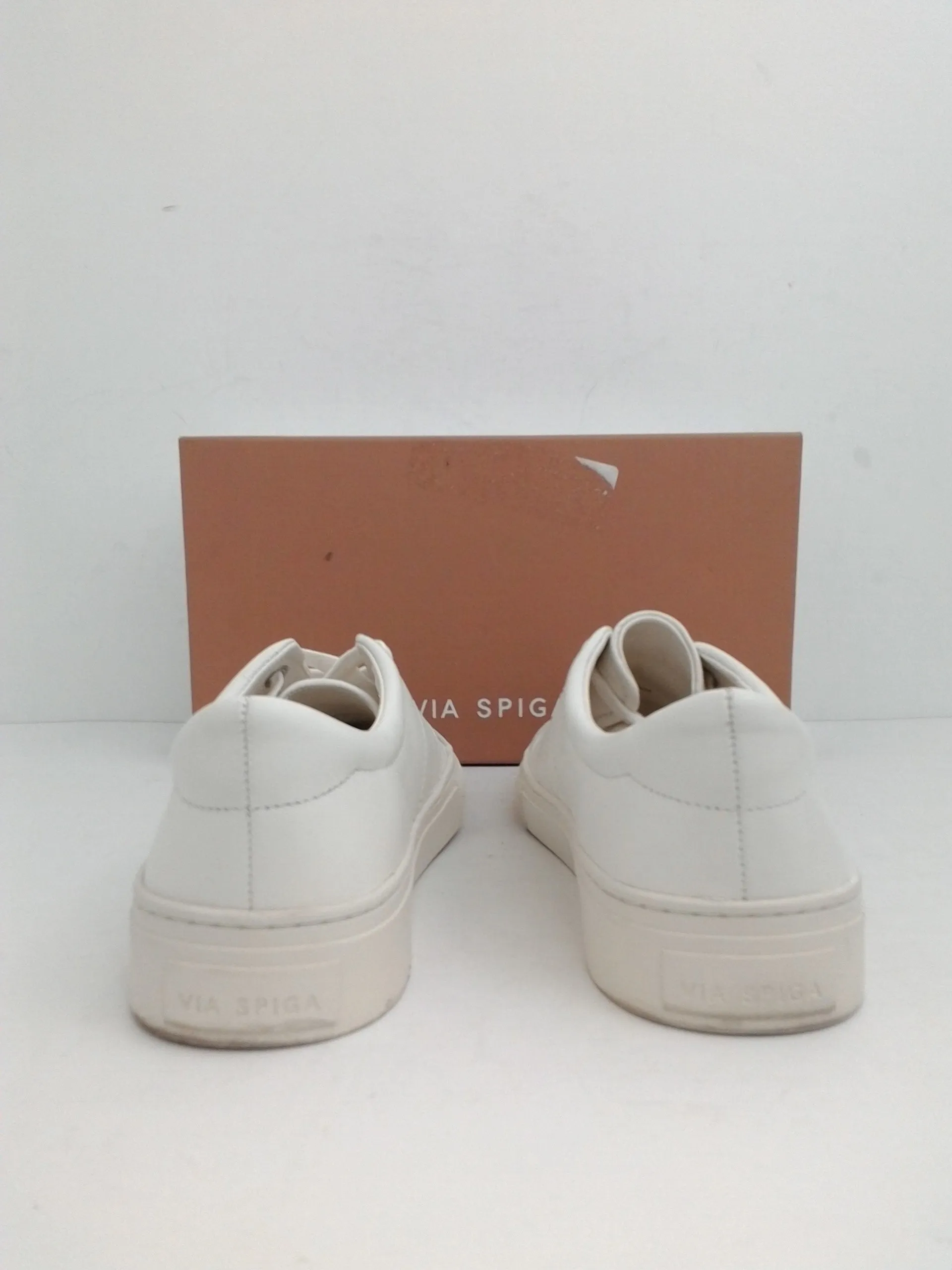 Via Spiga Women's V-Sybil Milk Leather Sneakers Size 7.5 M