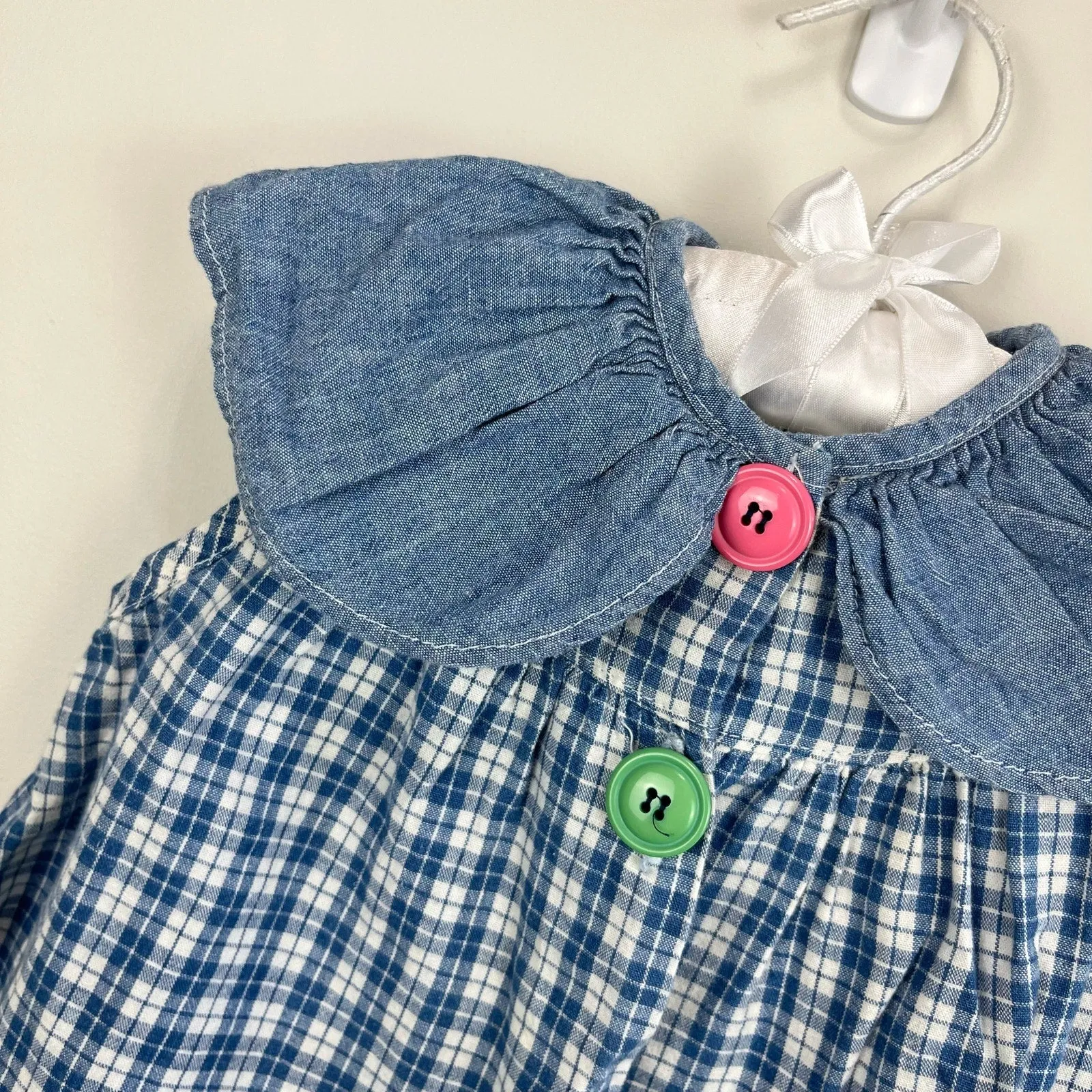 Vintage Bunny & Me Chambray Blue Plaid Romper 2T