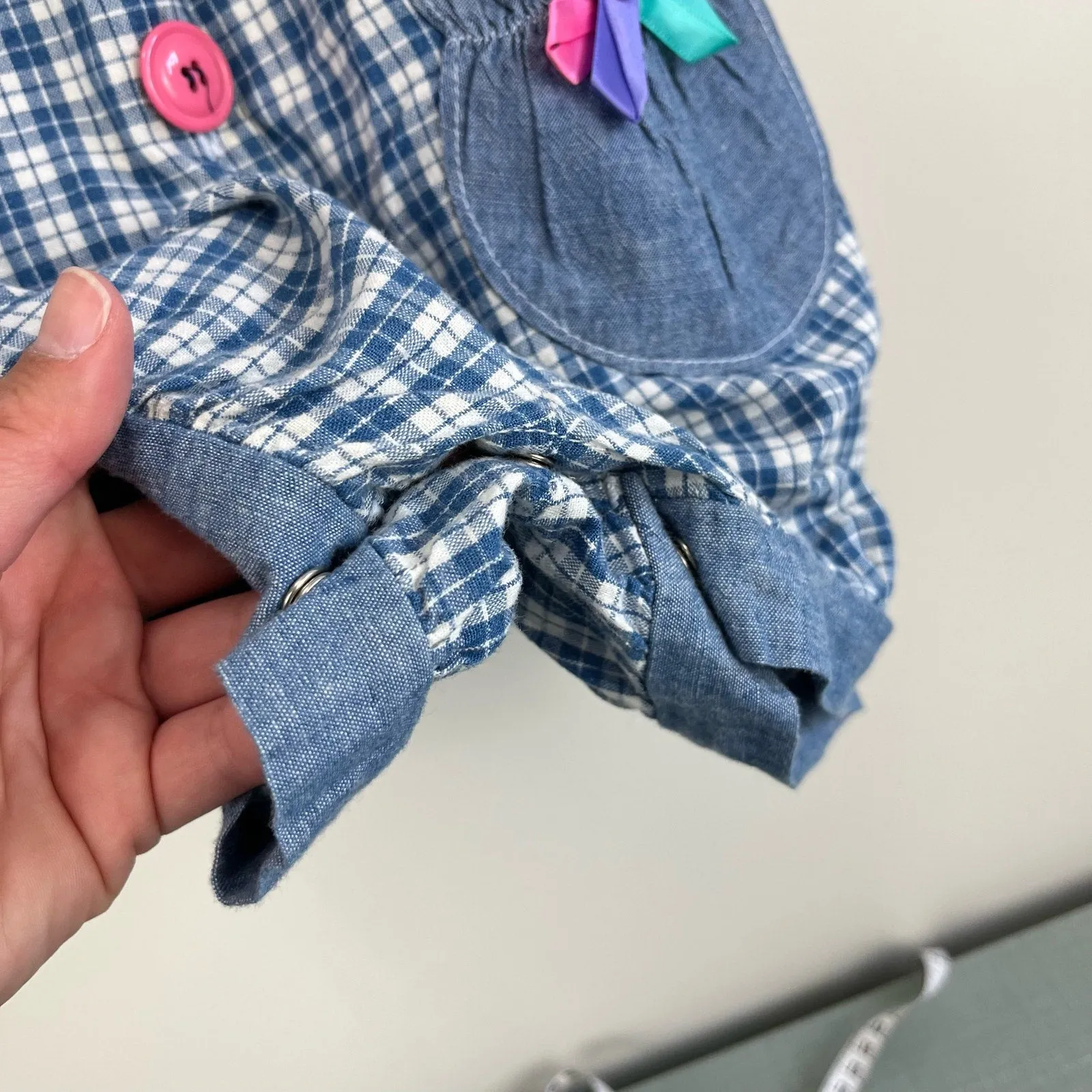 Vintage Bunny & Me Chambray Blue Plaid Romper 2T