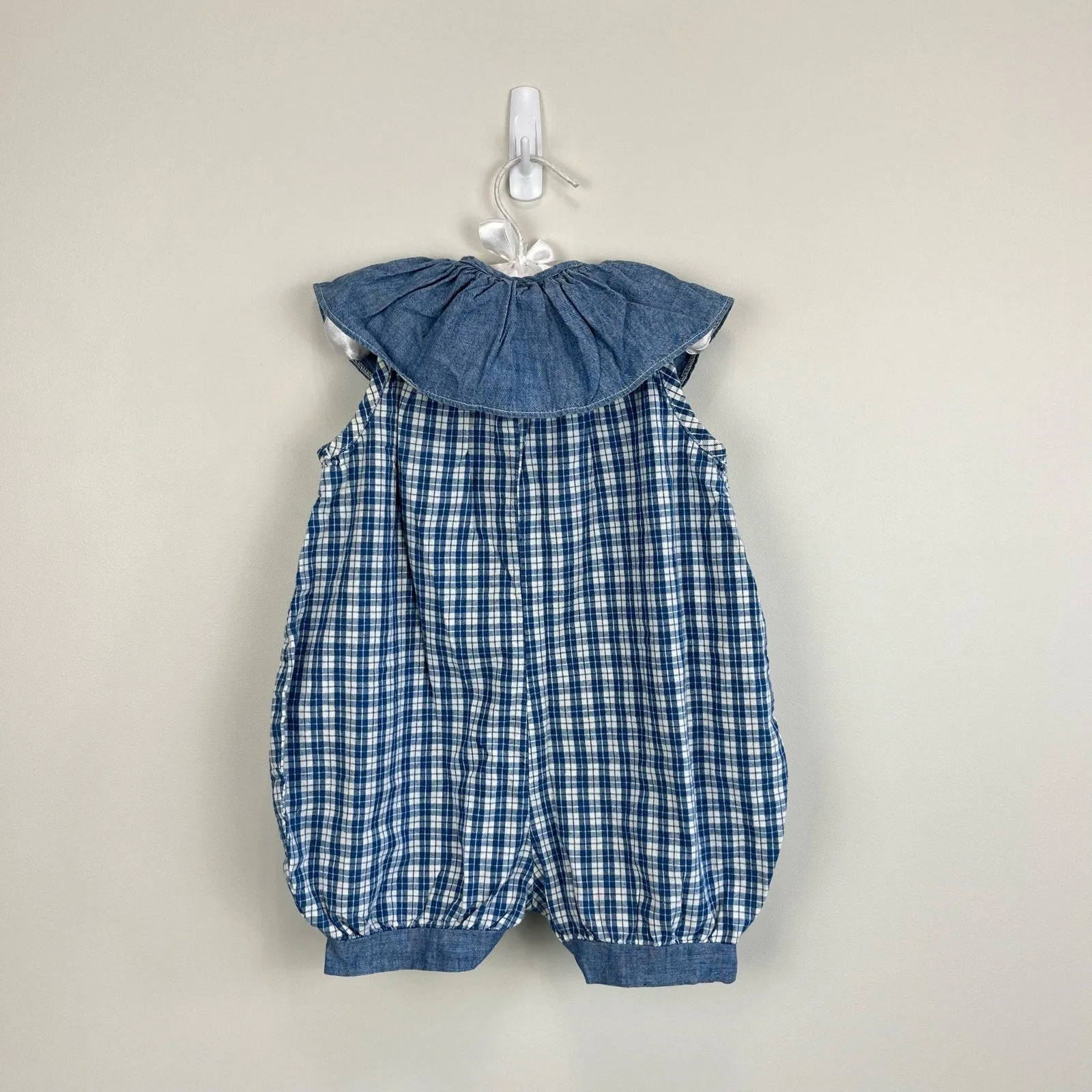 Vintage Bunny & Me Chambray Blue Plaid Romper 2T