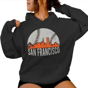 Vintage San Francisco Skyline Baseball Present Women Women Hoodie