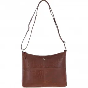 Vittoria Croc Print Leather Shoulder Bag Cognac/croc: MC4