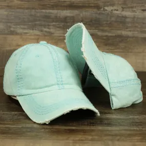 Washed Pigment Blank Distressed Baseball Hat | Washed Mint Dad Hat