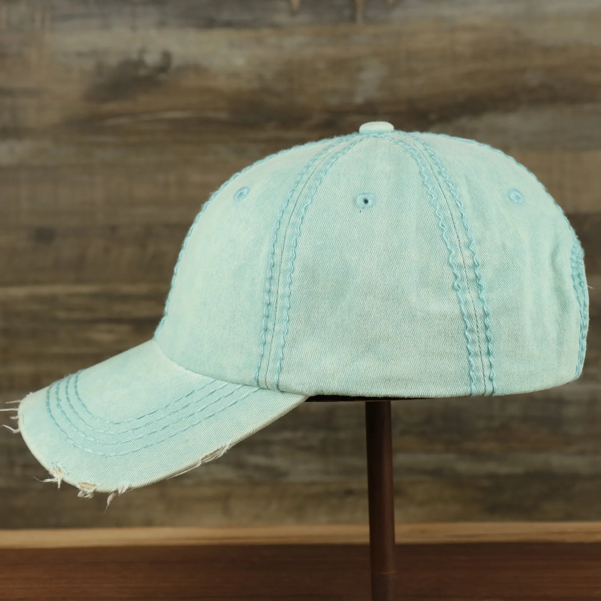 Washed Pigment Blank Distressed Baseball Hat | Washed Mint Dad Hat