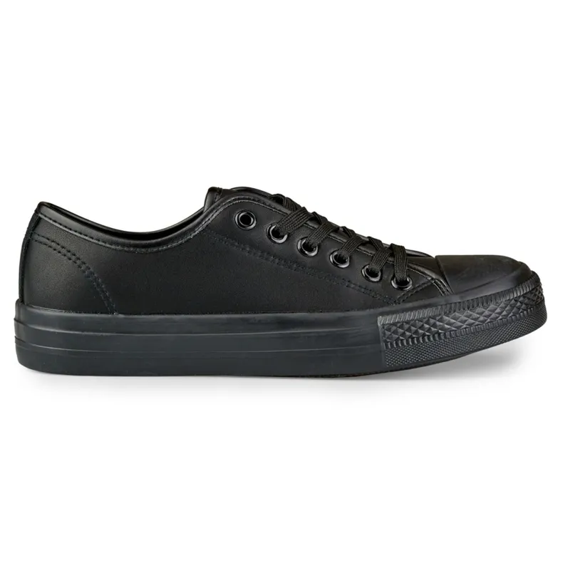 Women's eco-leather sneakers with a black sole