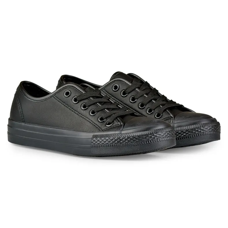 Women's eco-leather sneakers with a black sole