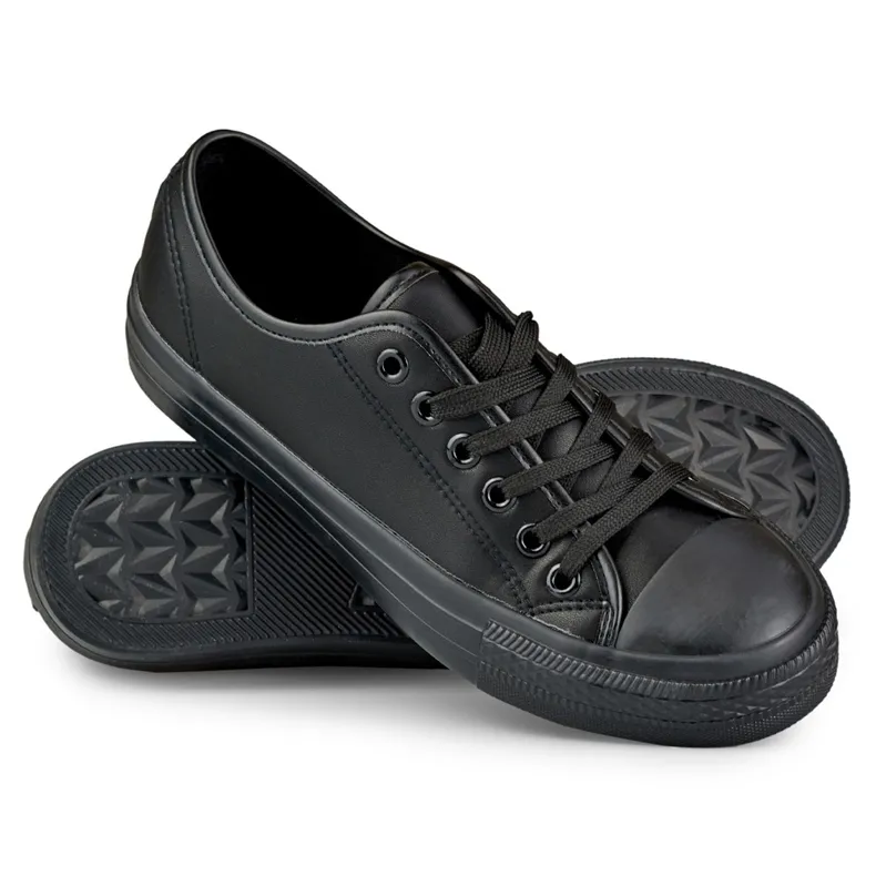 Women's eco-leather sneakers with a black sole