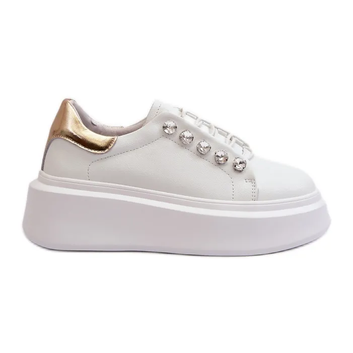 Women's Leather Sneakers on a Massive Platform White S.Barski LR628