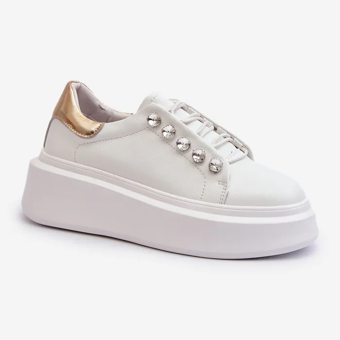 Women's Leather Sneakers on a Massive Platform White S.Barski LR628