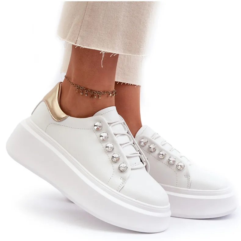 Women's Leather Sneakers on a Massive Platform White S.Barski LR628