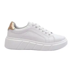 Women's Leather Sneakers on the Platform, White Danida