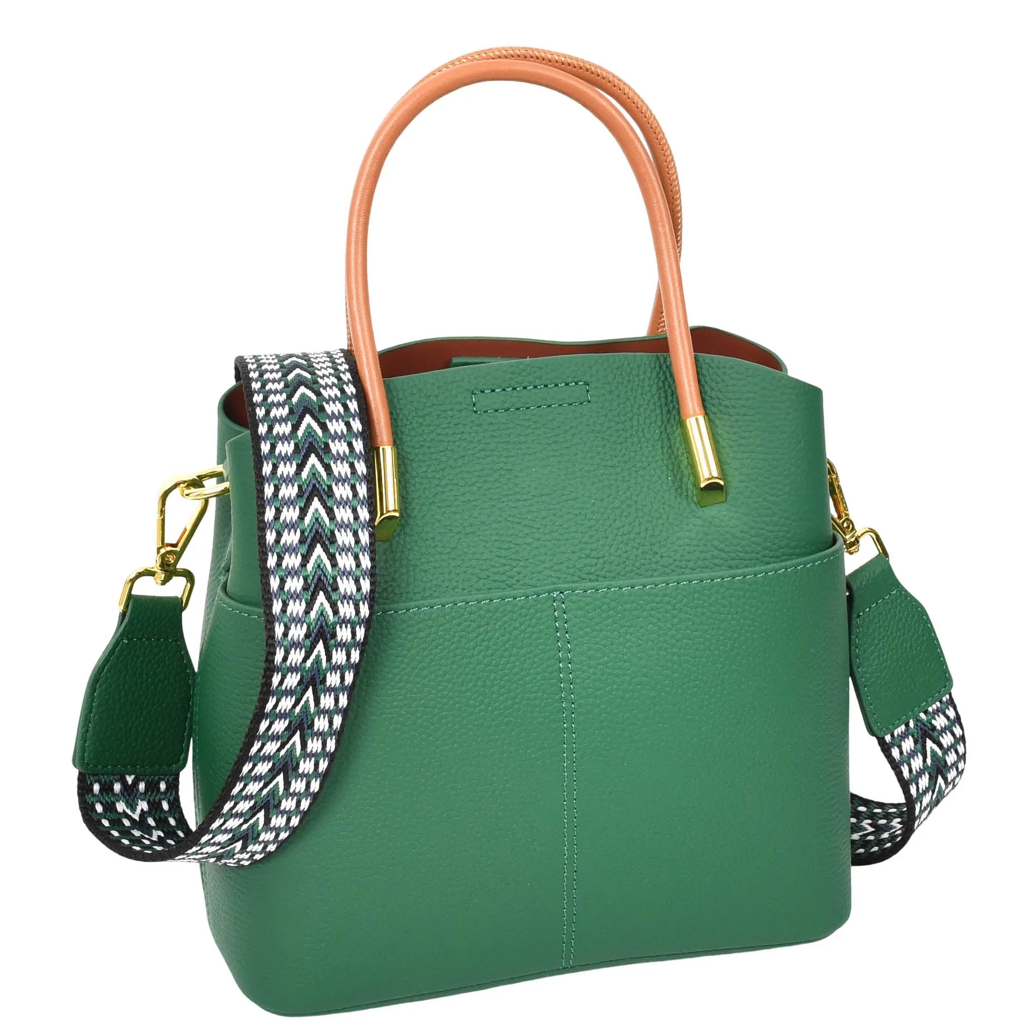 Womens Leather Top Handle Bag Ella Green