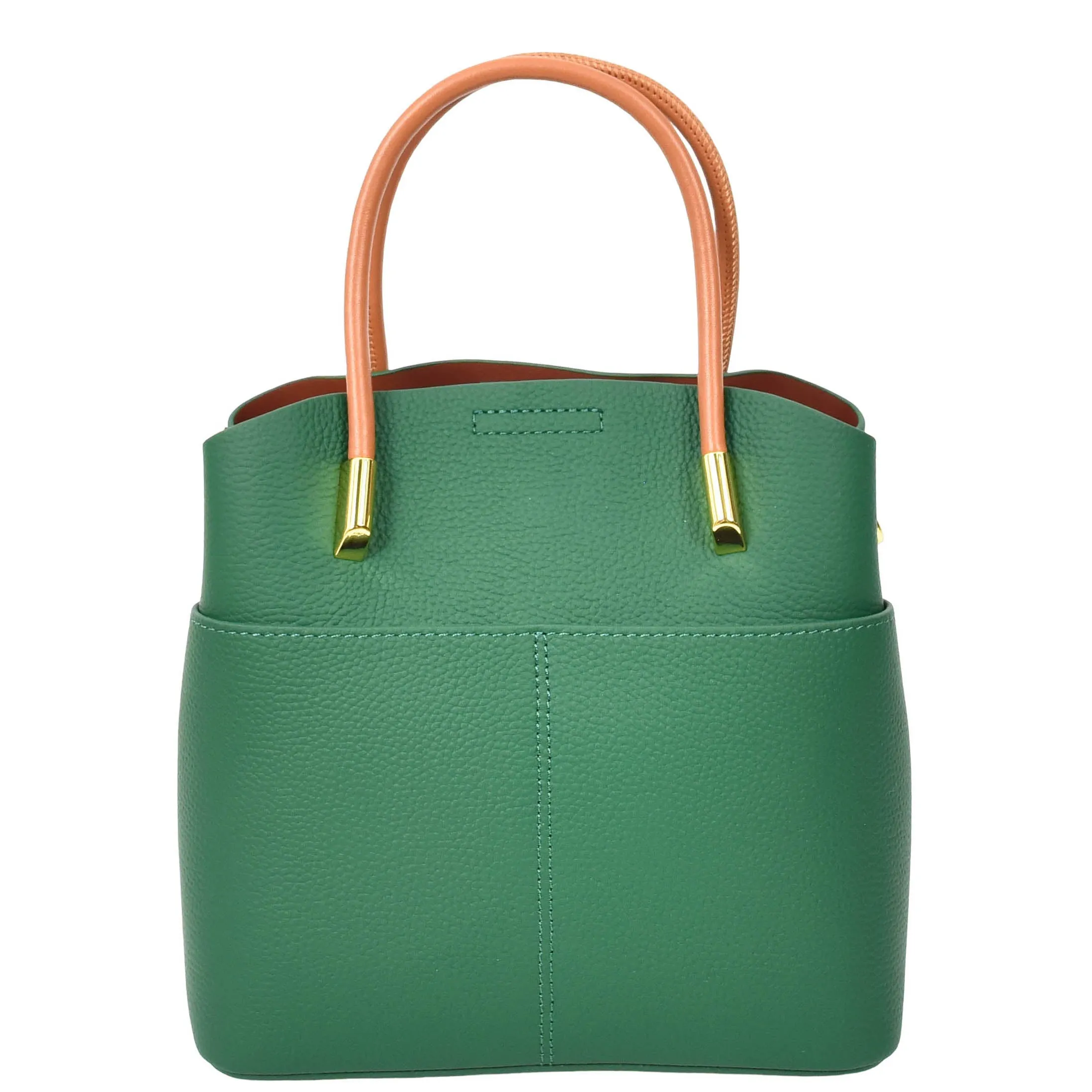 Womens Leather Top Handle Bag Ella Green