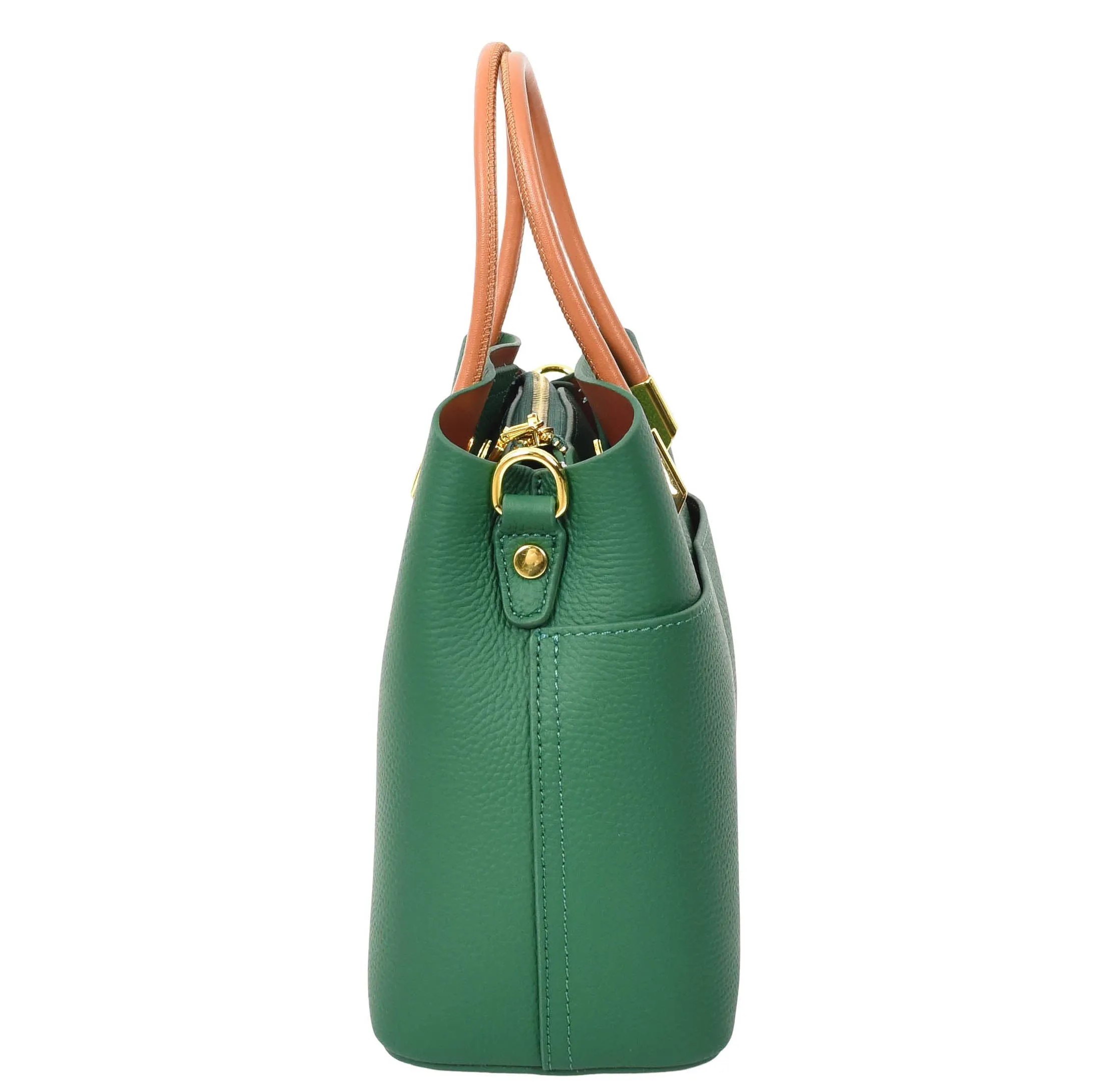 Womens Leather Top Handle Bag Ella Green