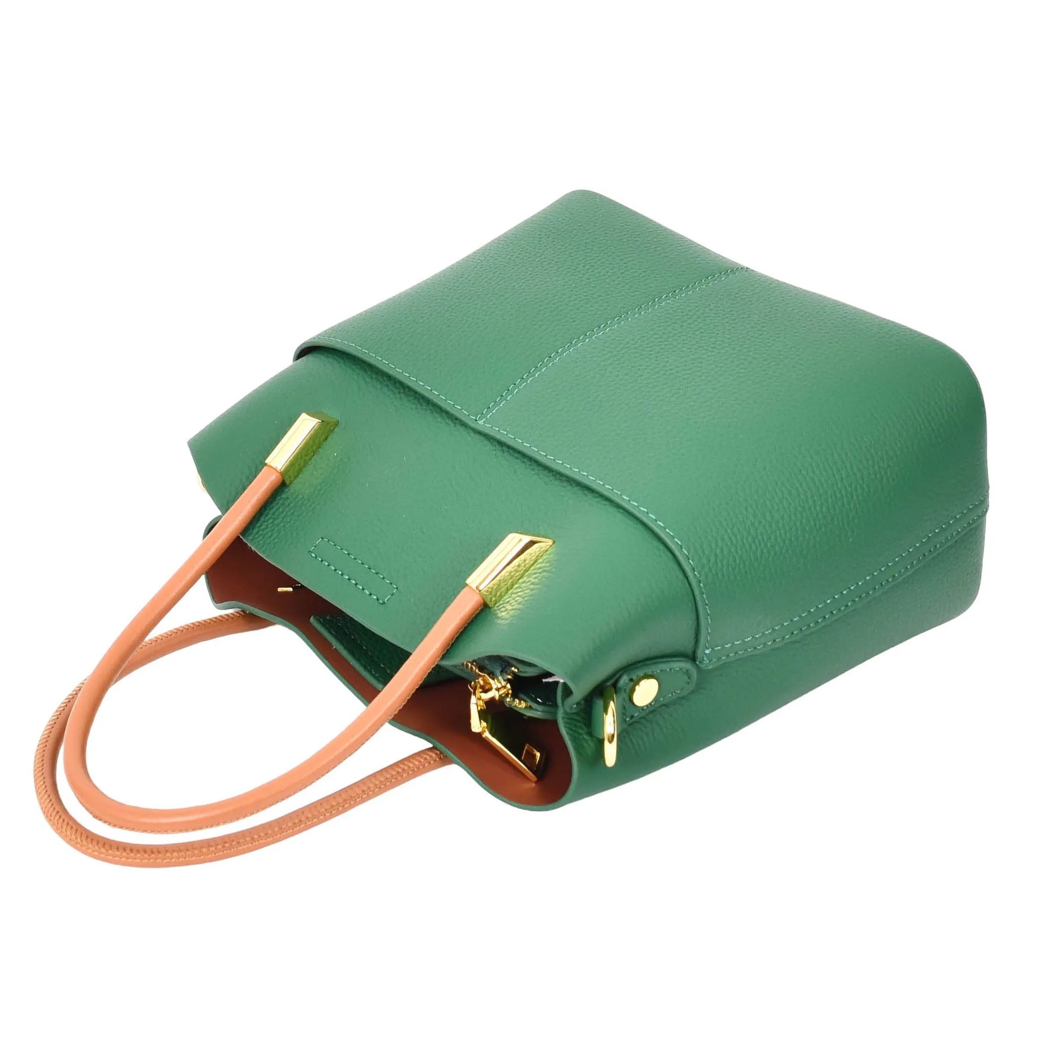 Womens Leather Top Handle Bag Ella Green