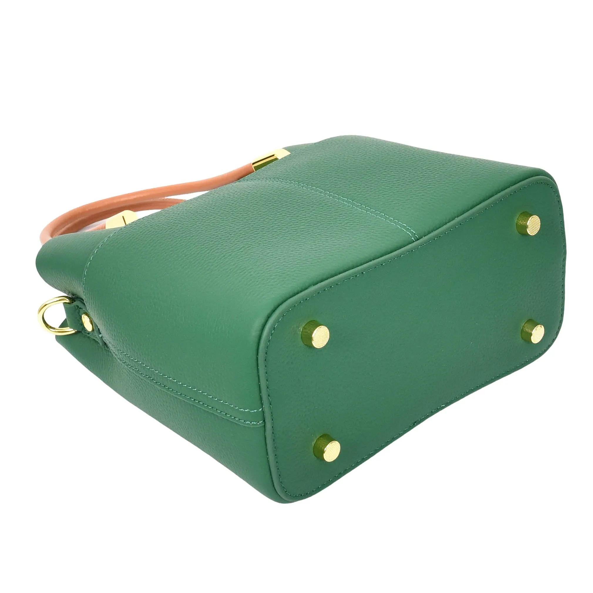 Womens Leather Top Handle Bag Ella Green