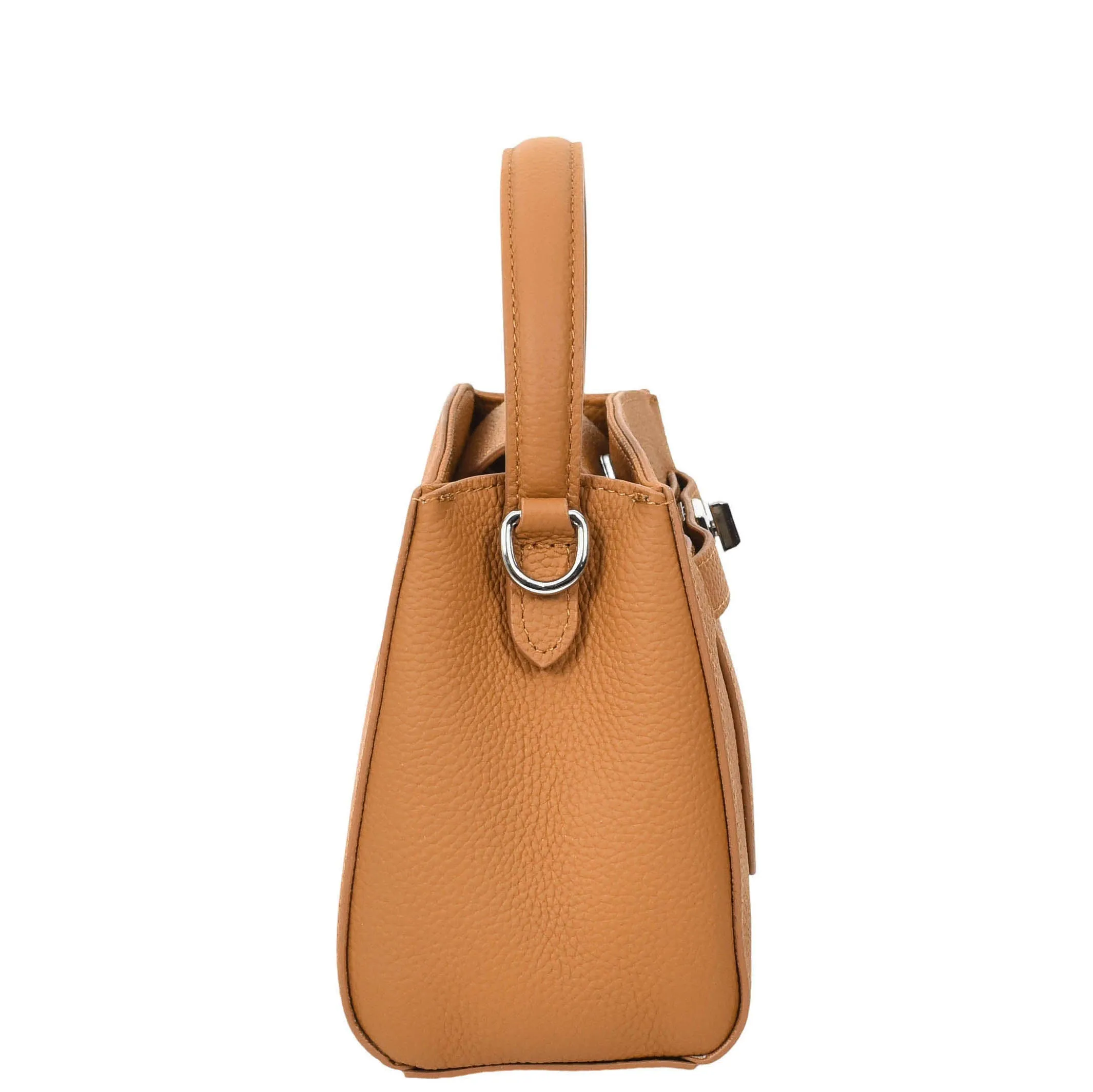 Womens Leather Top Handle Small Bag Lydia Tan