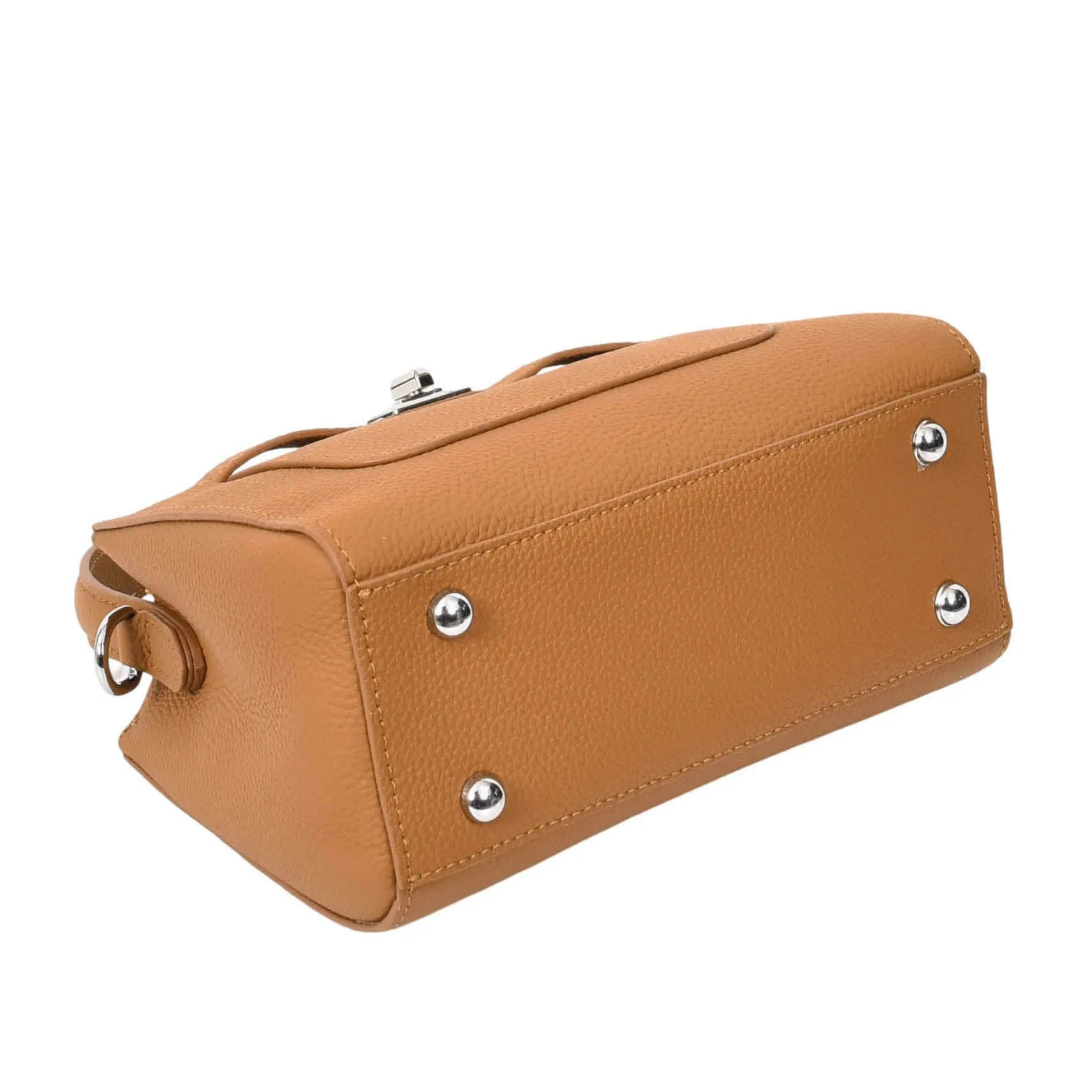 Womens Leather Top Handle Small Bag Lydia Tan