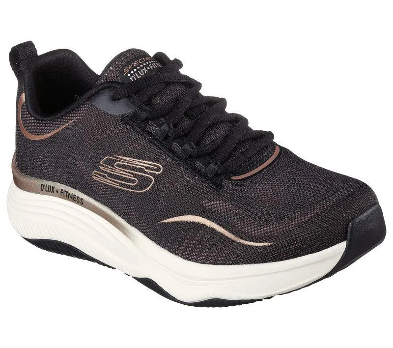 Women's Wide Fit Skechers 149837 D'lux Fitness Pure Glam Walking Sneakers